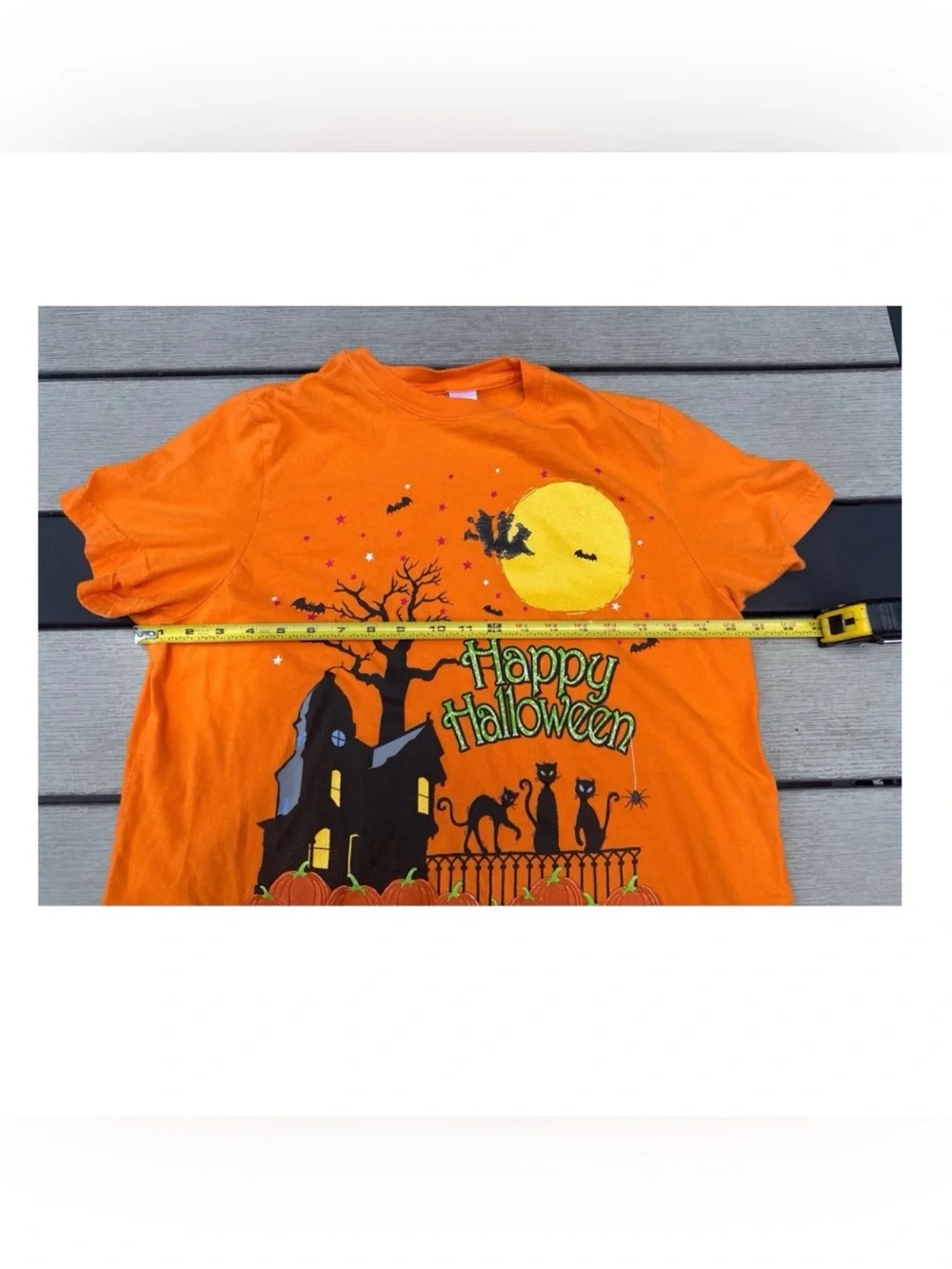 Happy Halloween Orange T-Shirt Size Youth Large